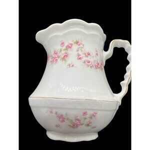 Vintage Bone China Creamer Pitcher With Pink Floral Design & Gold Trim